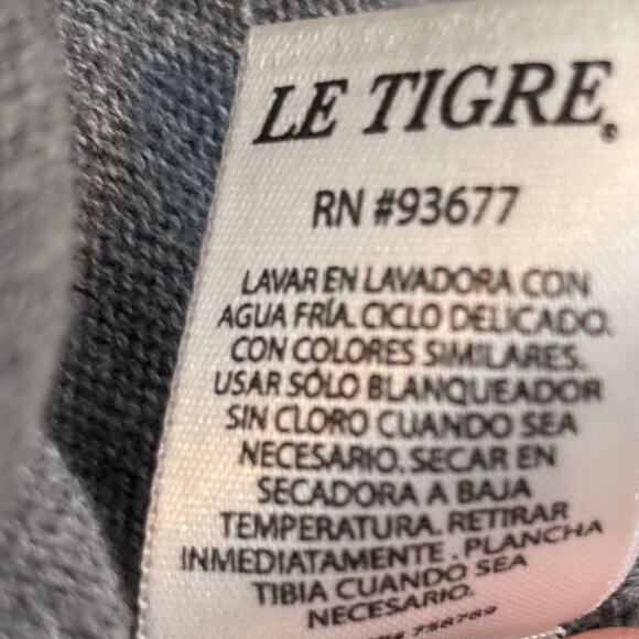 Vintage Le Tigre Y2K Fair Isle Knit Gray Pink Sweater Girls XL / Juniors XXS - Picture 7 of 8